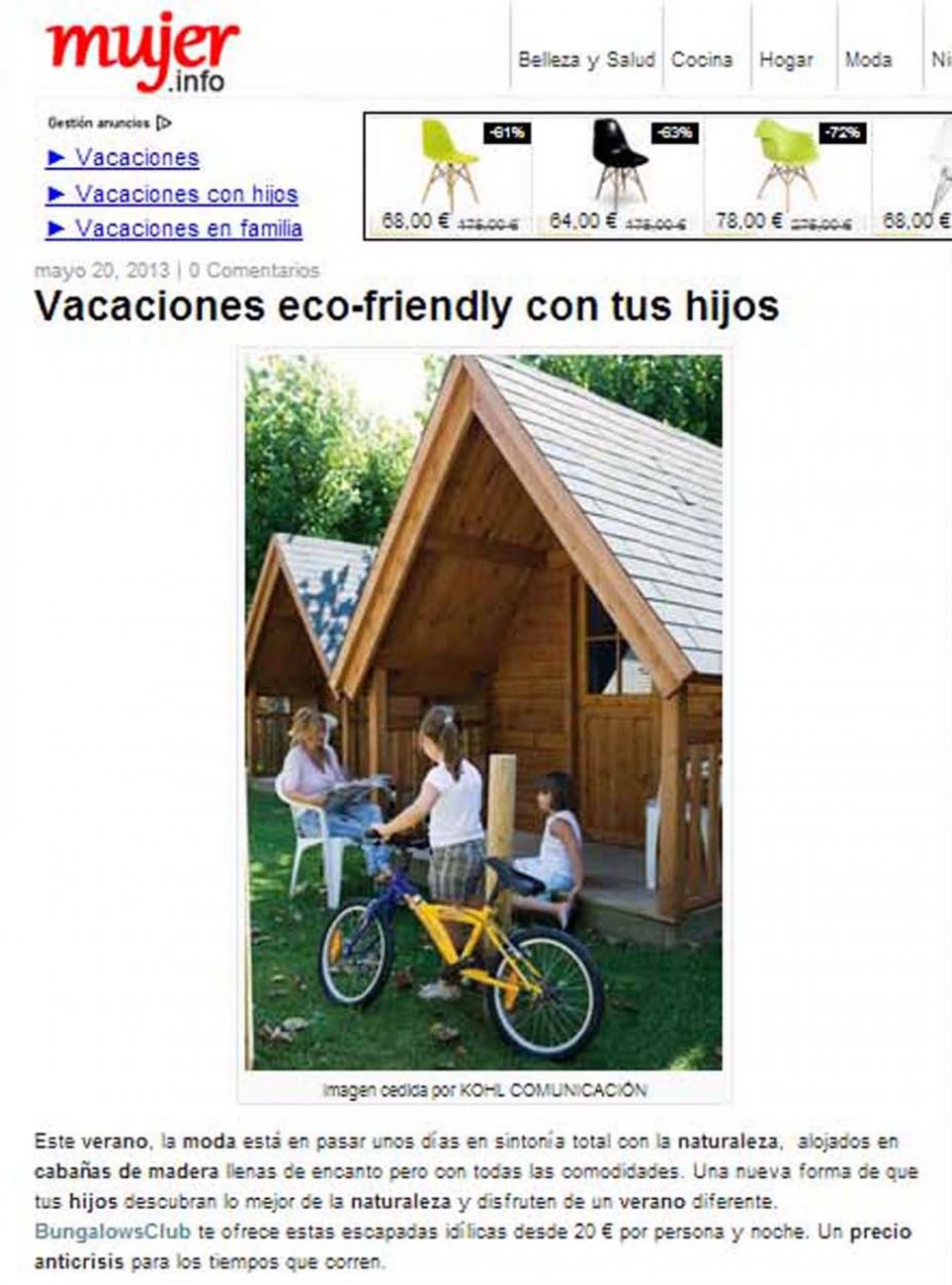 Mujer.info propone vacaciones eco-friendly