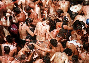 Momento clave en la Tomatina. Imagen del Ayuntamiento de Buñol