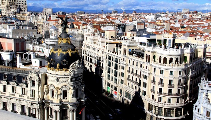 Panorama de Madrid depuis la terrasse du Círculo de Bellas Artes. Cette image est sous Licence CC sur le Flicker de Graci Camiña
