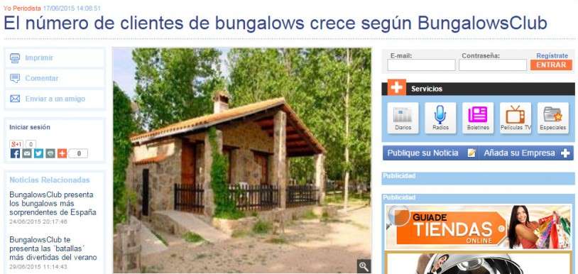 Diario de Galicia ha sido uno de los muchos periódicos on line que han hablado de BungalowsClub