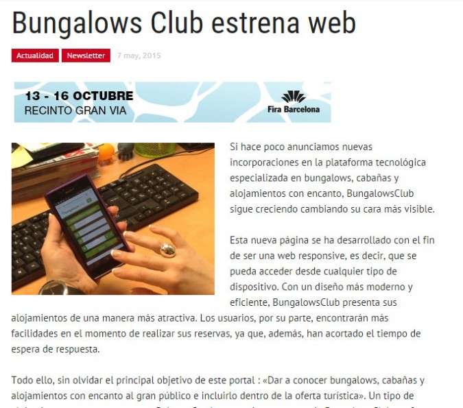 La revista Panorama os cuenta cómo es la nueva página web de BungalowsClub