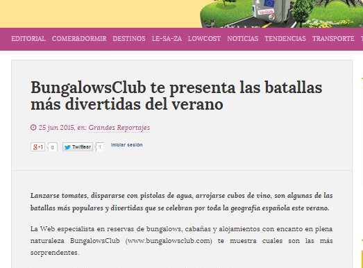 El portal online de turismo y actividades low-cost, Enredando.es, menciona estas divertidas batallas para que los más jóvenes también disfruten con BungalowsClub