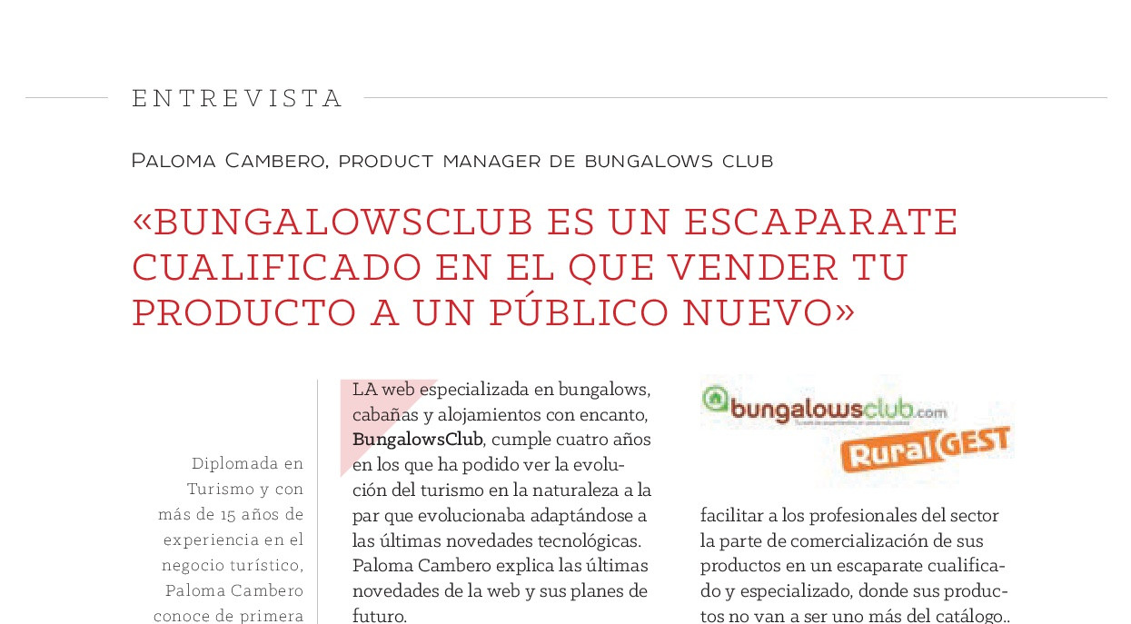 Entrevista a Paloma Cambero en la revista Panorama