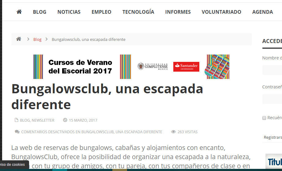 Revista Entre Estudiantes presenta: Bungalowsclub, ¡una escapada diferente!